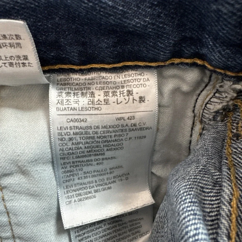 Levis 505 Jeans Mens‎ Sz 30x32 (28x30) Blue Distressed Faded Workwear Dark Denim